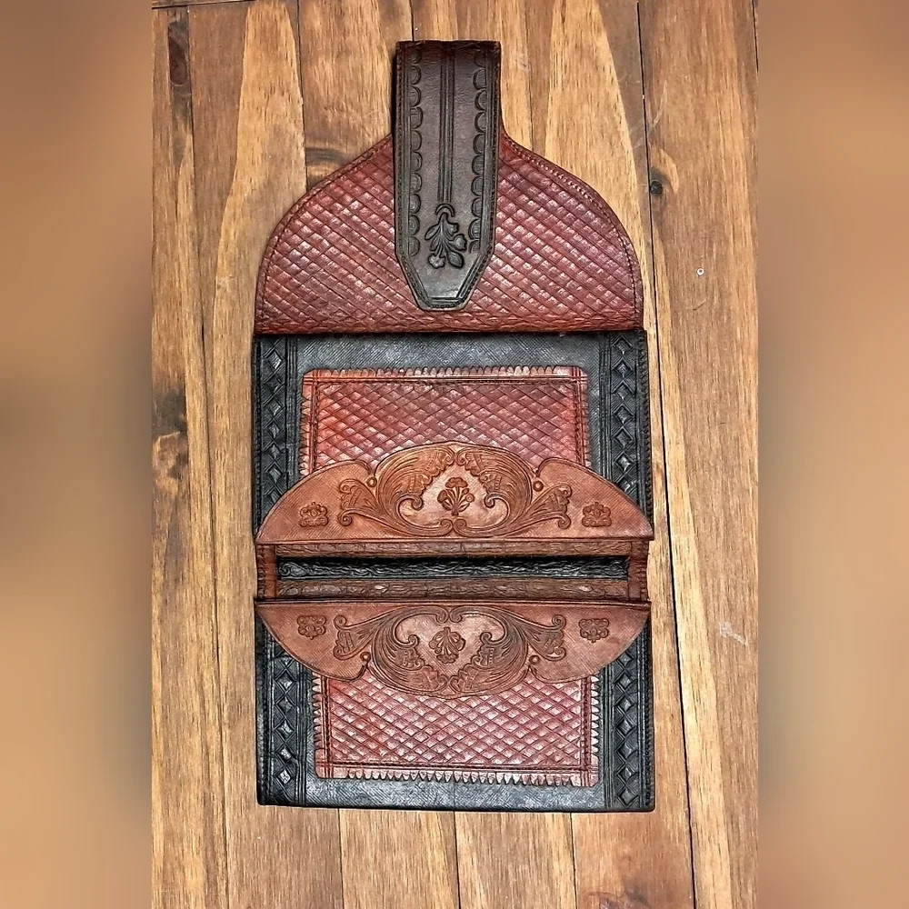 Vintage Hand Tooled Leather Bifold